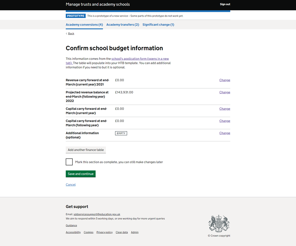 School budget information page analysis