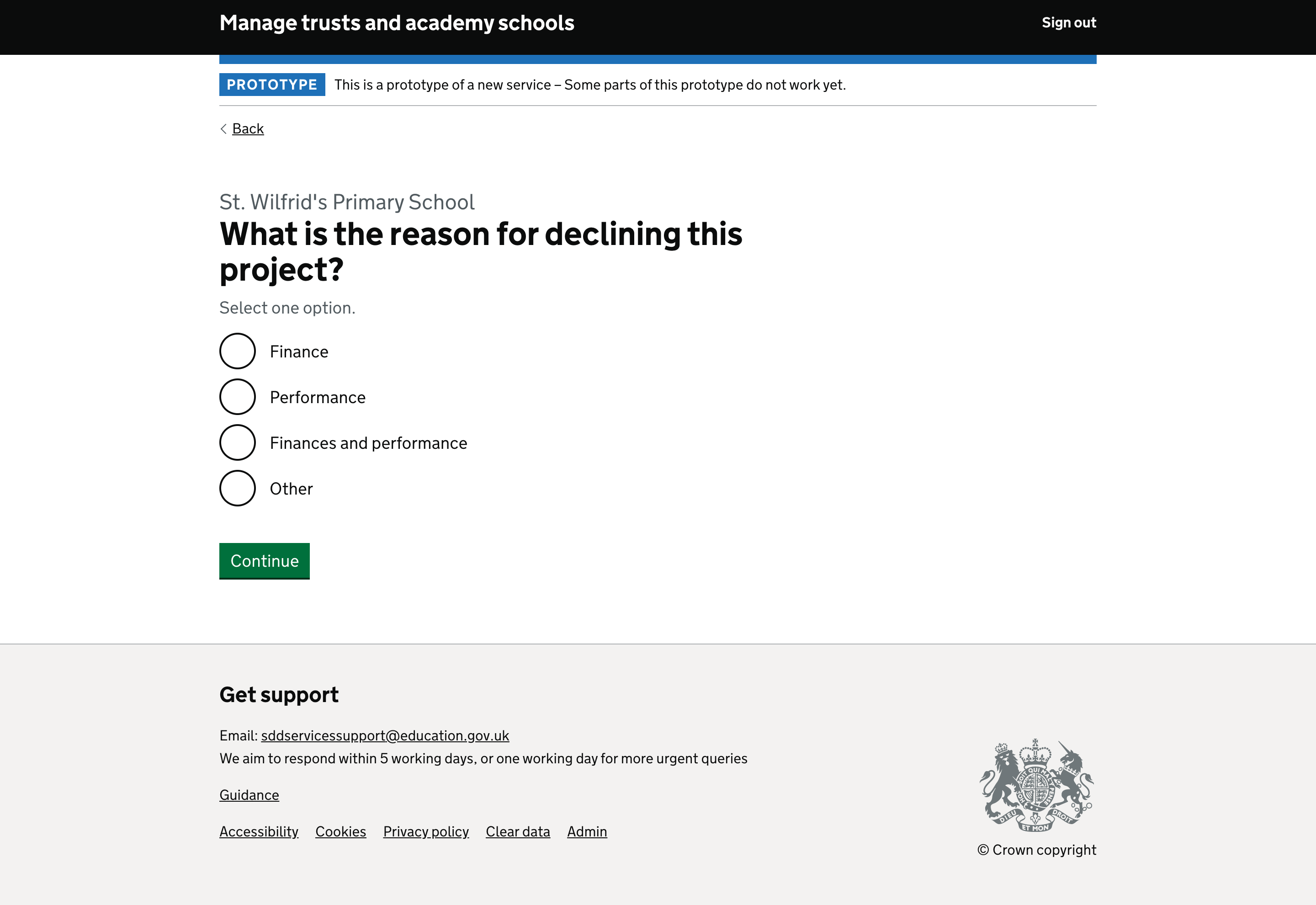 Reasons for project being declined