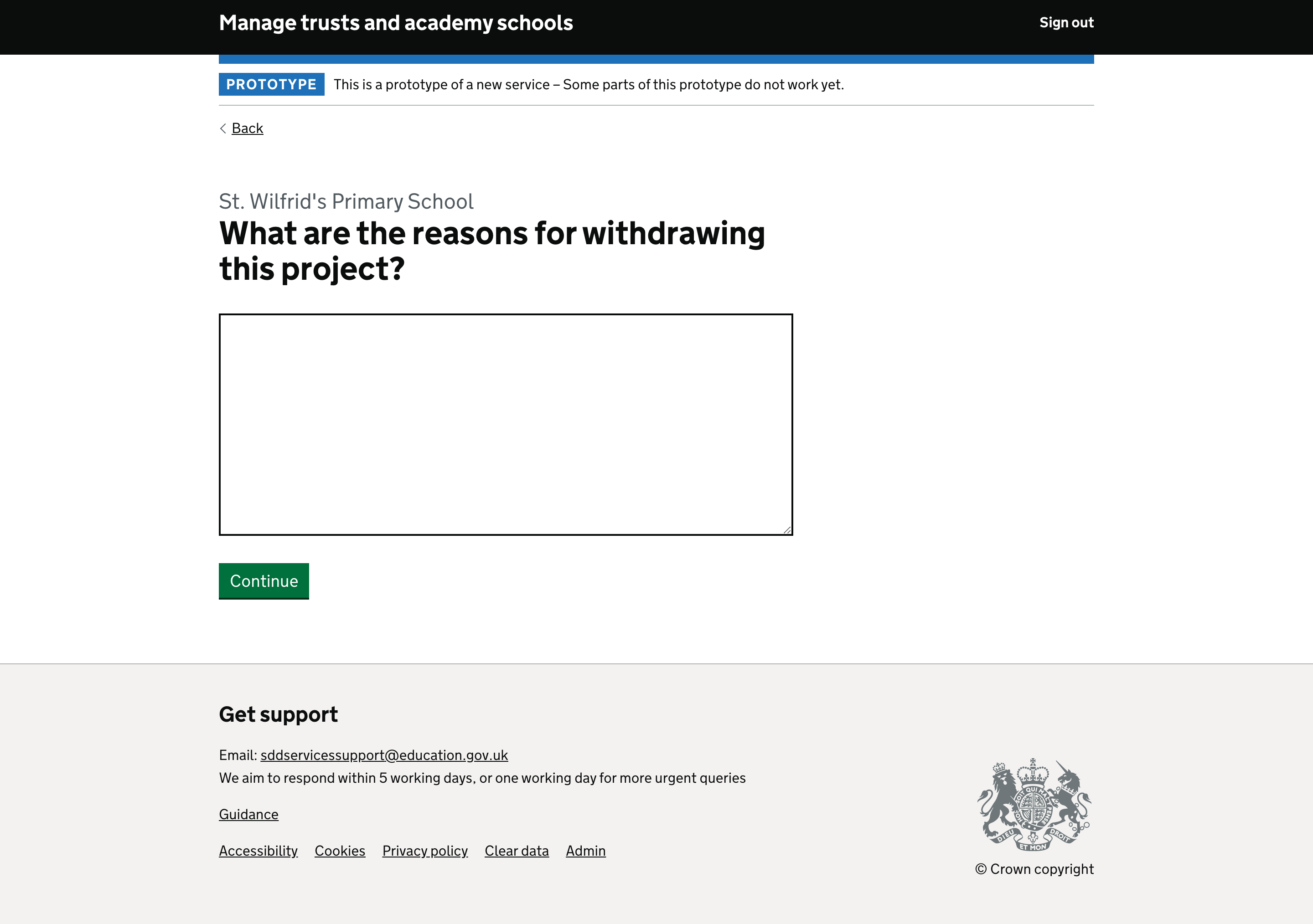 Reasons for project being declined