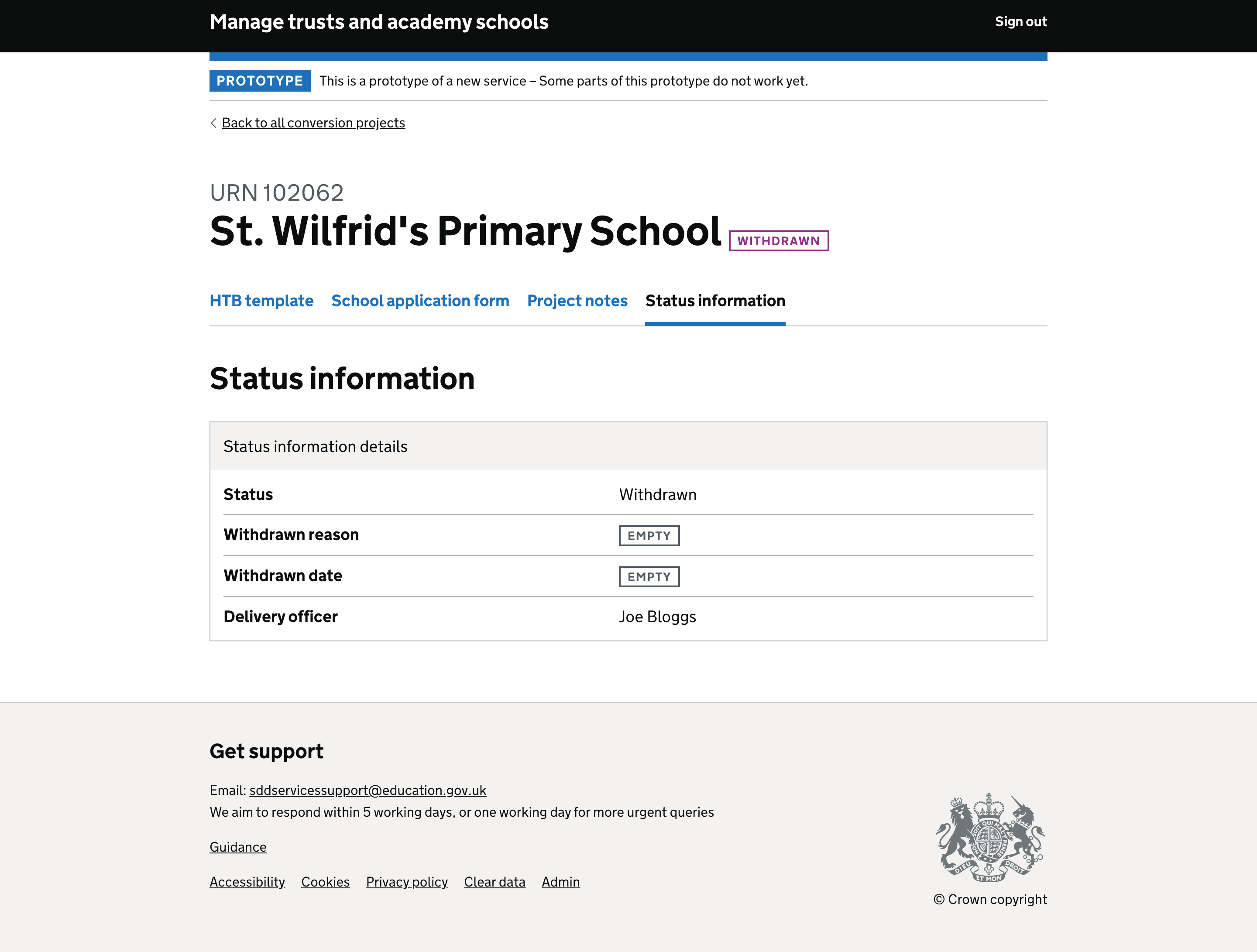 status information section