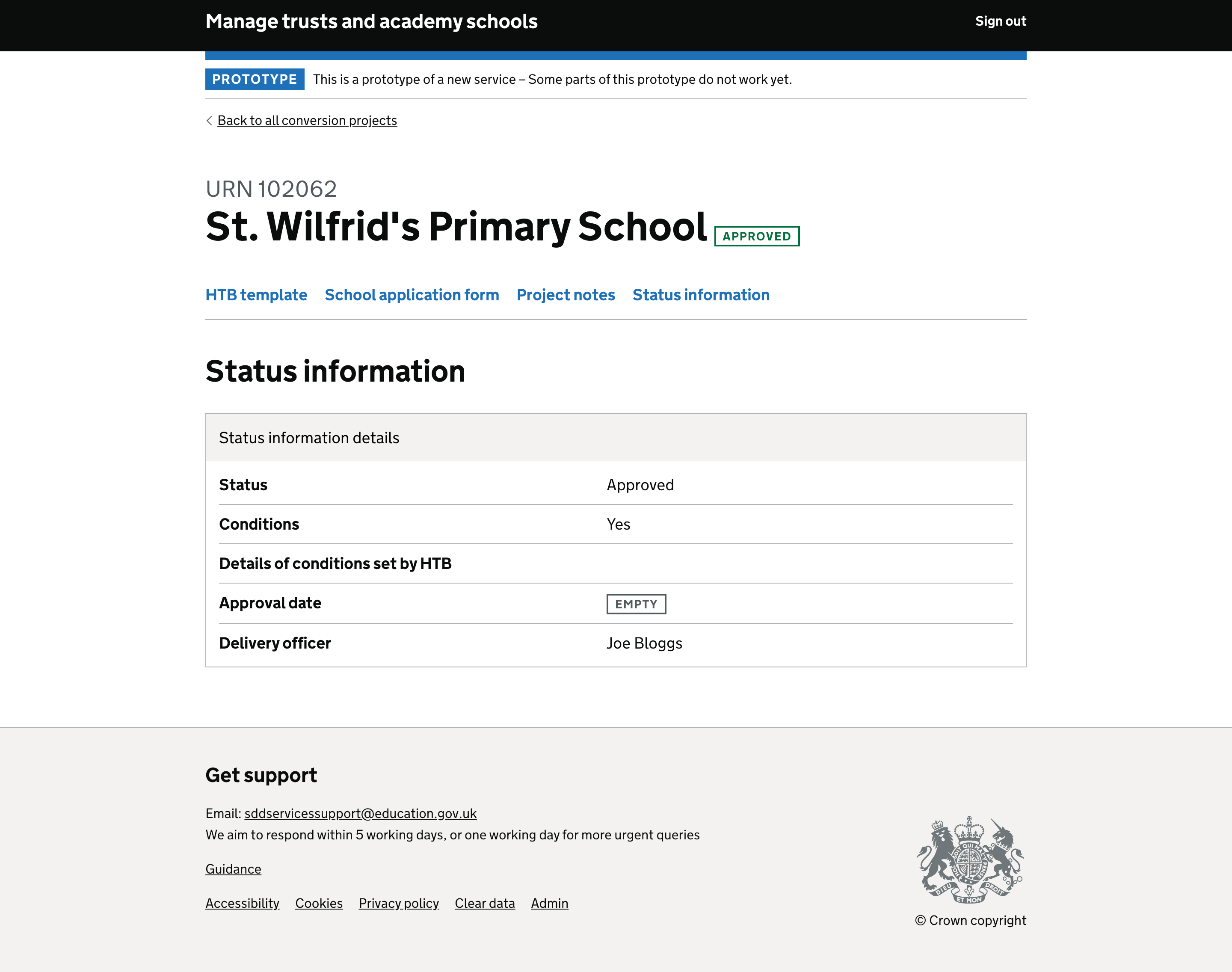 status information section